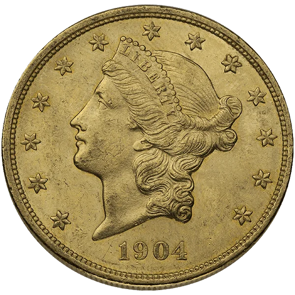 Liberty Head twenty-dollar double eagle showing the coronet-wearing bust of Liberty
